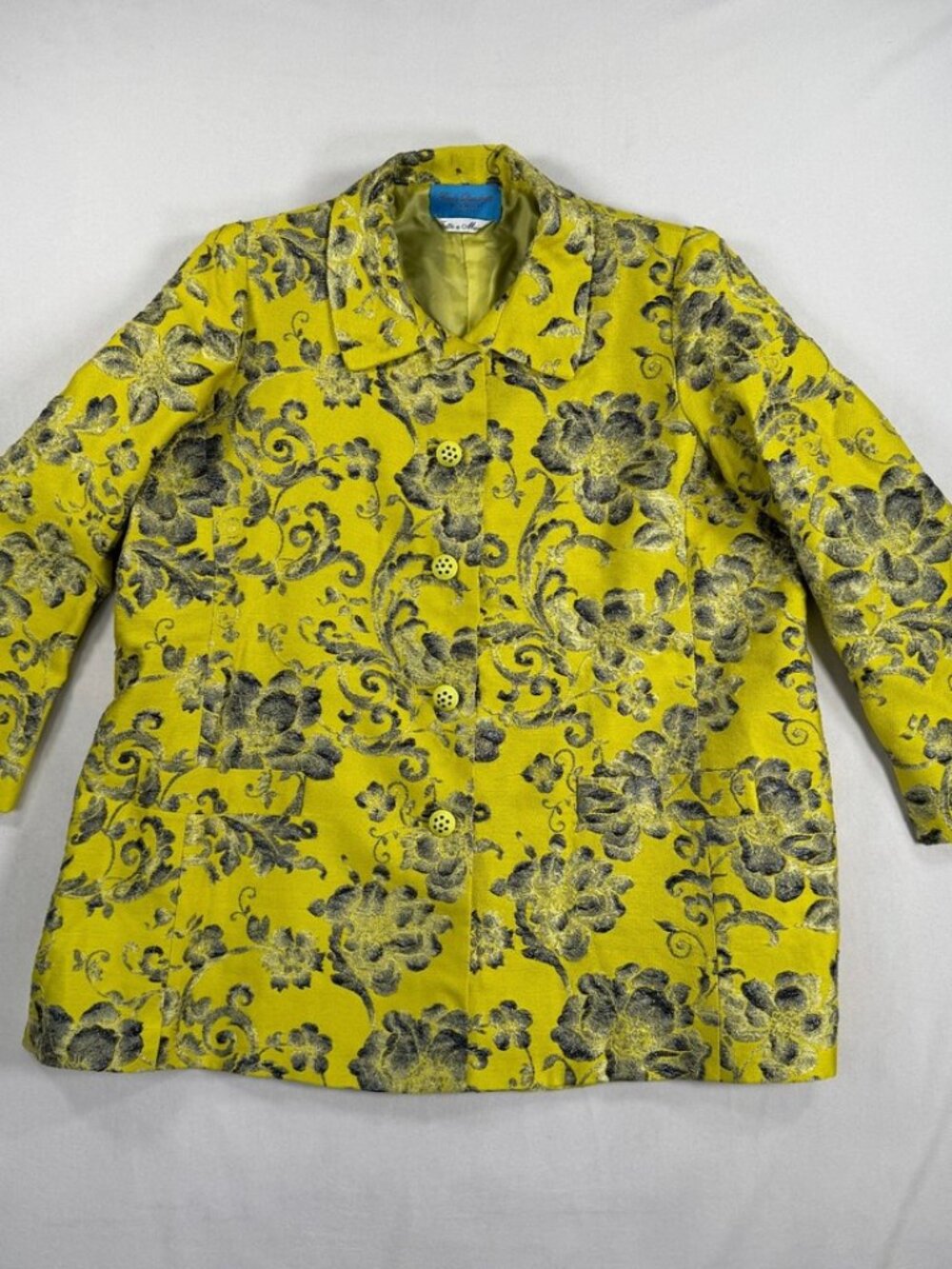 Paola Quadretti Alta Moda Firenze Jacket Floral Yellow Made In Italy